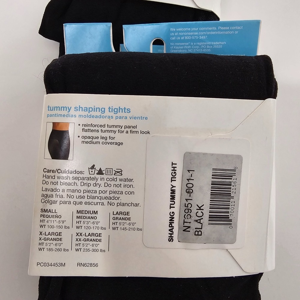 3 Pack No Nonsense Women's Opaque Tummy Shaping Tights Black Size S - Picture 3 of 11